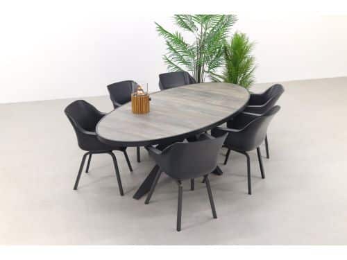 Hartman Sophie Element/Silva houtlook 240x115 cm. ovale tuinset - 7-delig
