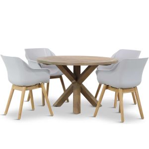 Hartman Sophie teak/Sand City rond 120 cm dining tuinset 5-delig