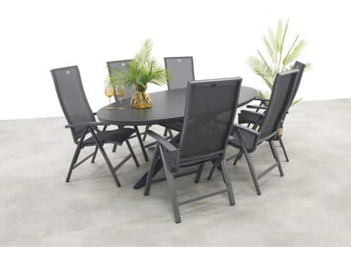 Hartman Valentino/Ventaro verstelbare ovale tuinset 240x115 cm. - Antraciet
