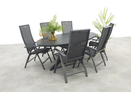 Hartman Valentino/Ventaro verstelbare ovale tuinset 240x115 cm. - Antraciet