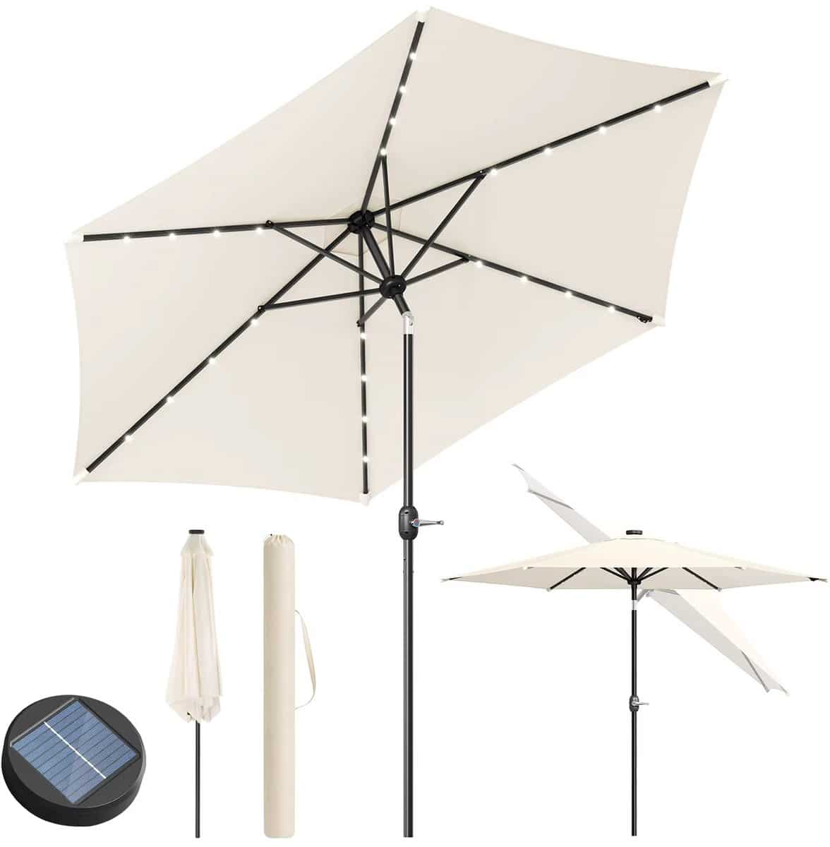 hhhk parasol met led beige 292x247cm