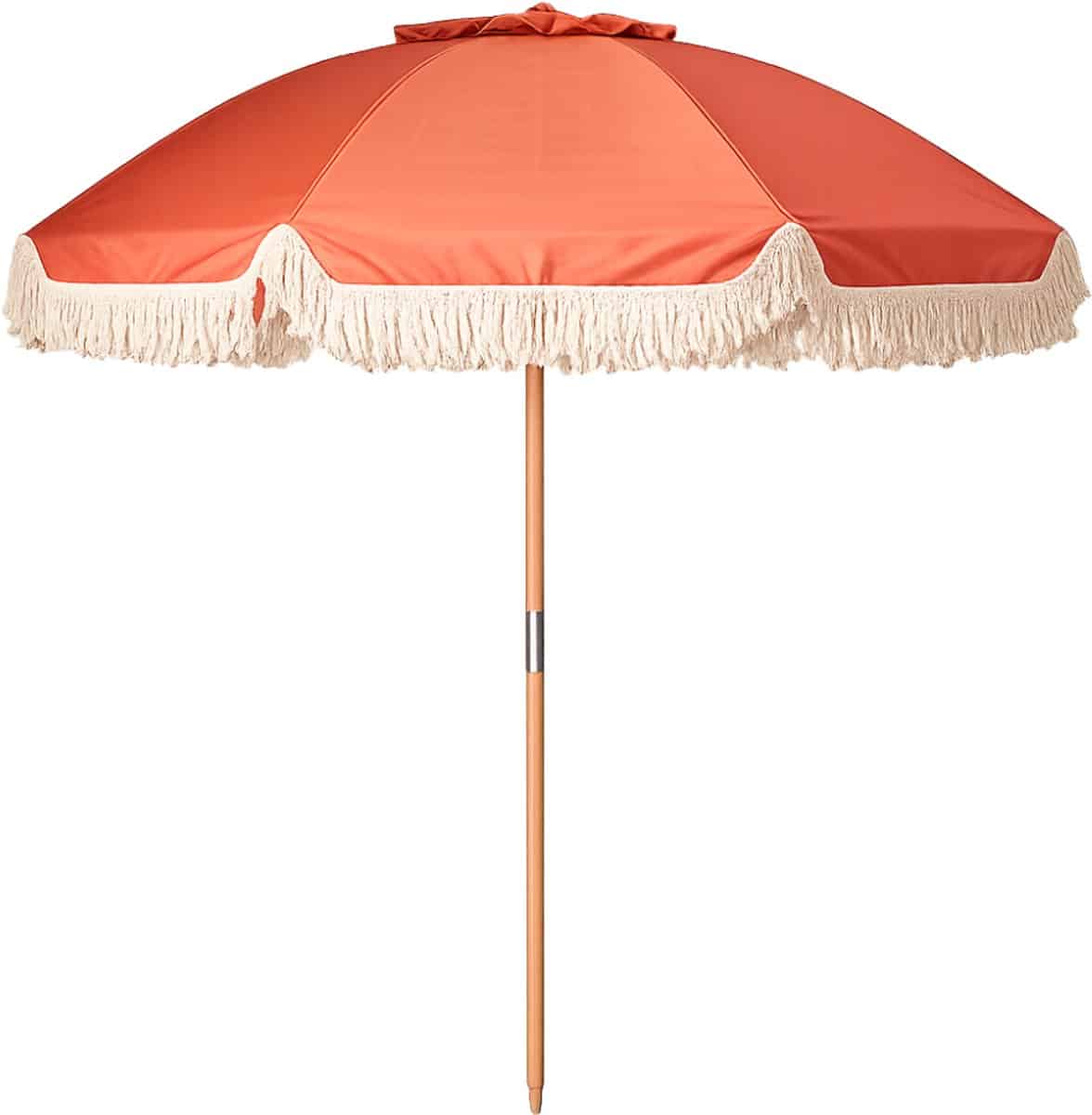 hixa parasol met franjes houten paal stokparasol