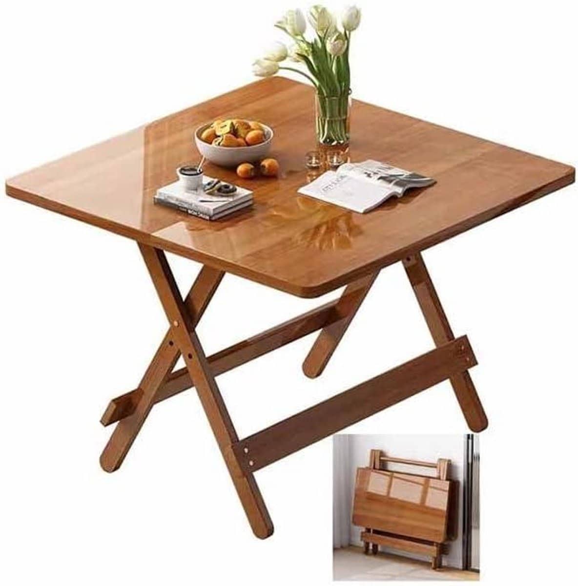 houten bijzettafel klaptafel buiten ontspannen in tuin
