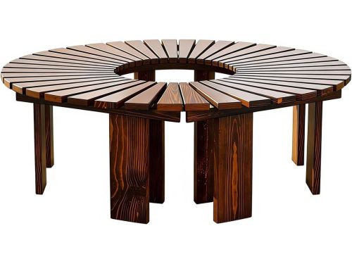 Houten Boombank - Buitenbank Halfrond - Ontspannen in de tuin