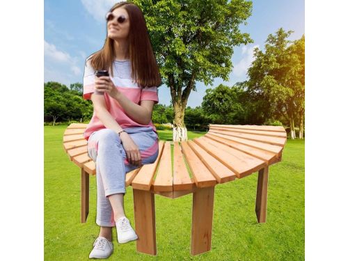 Houten Boombank - Halfronde Bank - Buiten Zitten - Massief