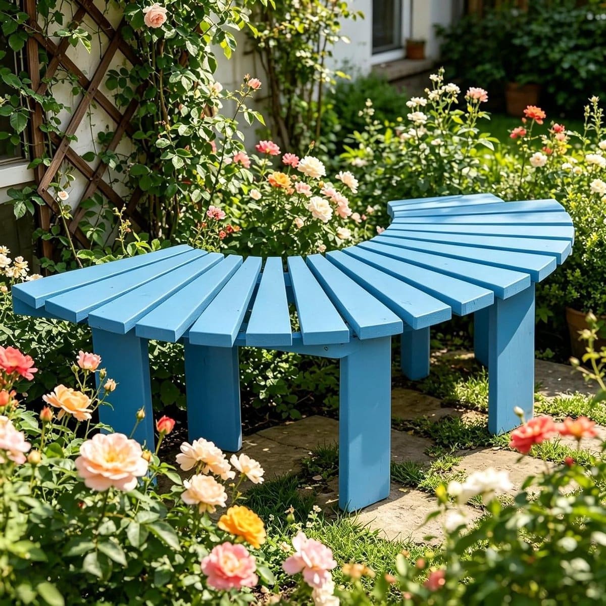 houten boombank modulaire bank buiten zitten weerbestendig