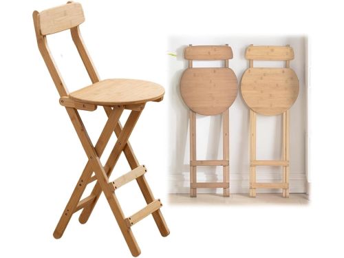 Houten Inklapbare Barkruk - Opvouwbare Stoel Keuken - Ontbijt Zitten