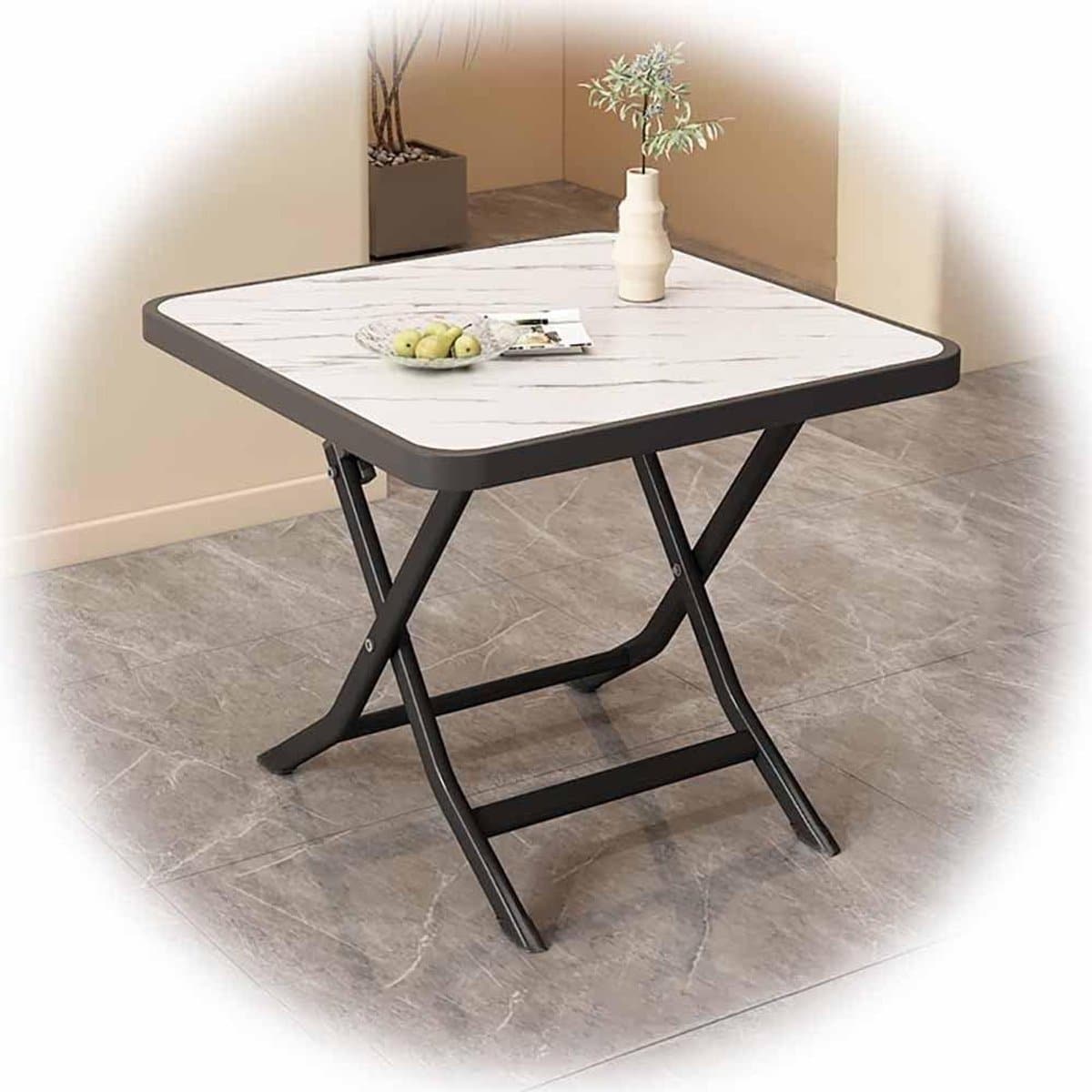 houten klaptafel 35 inch met wit marmeren textuur tafelblad