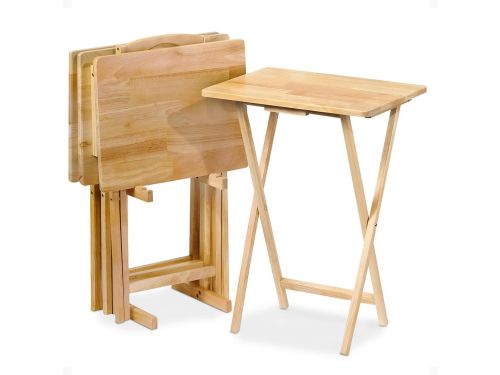 Houten Klaptafel - Bijzettafel Snacktafel - Snacks en Drankjes
