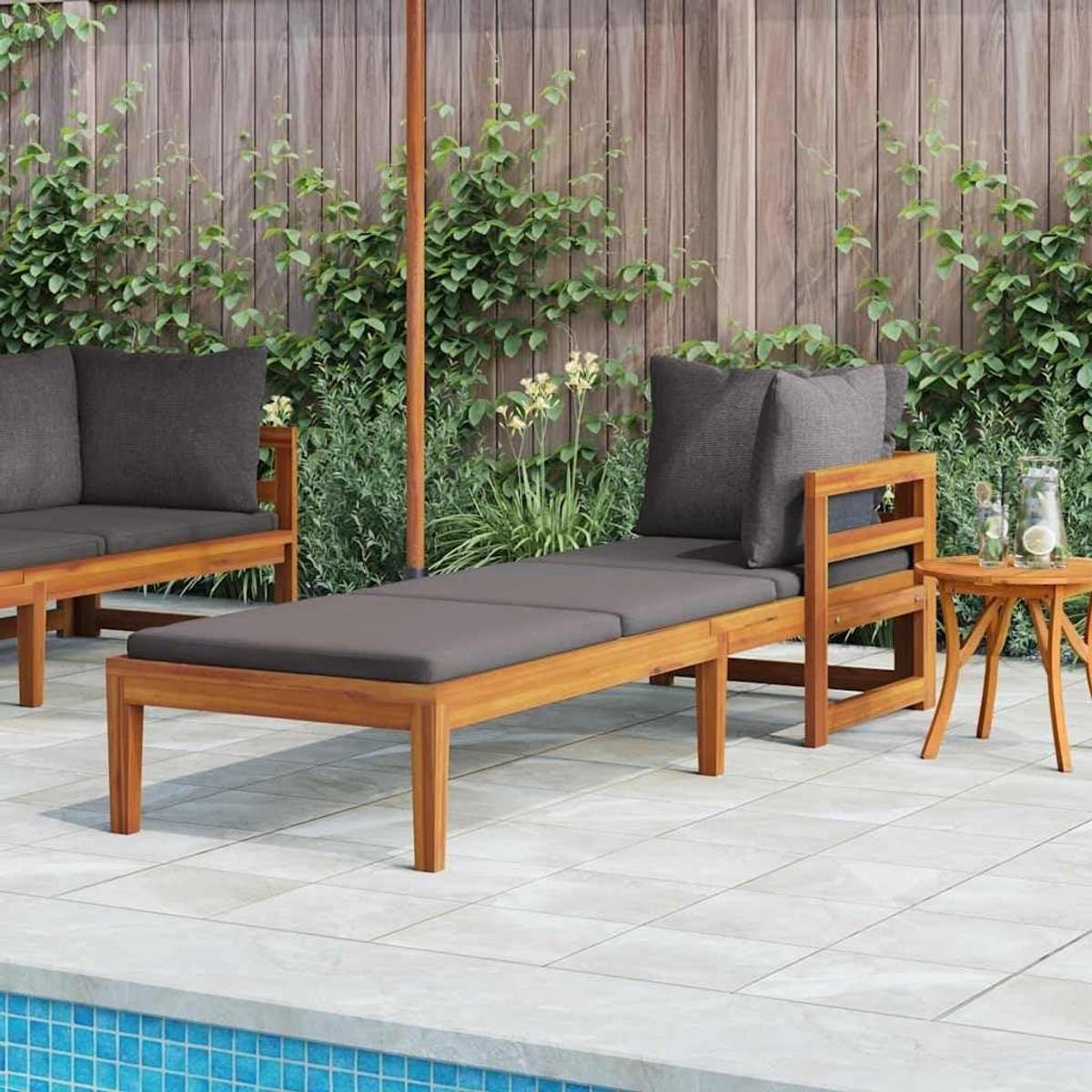 houten ligbed acacia lounger buiten ontspannen massief