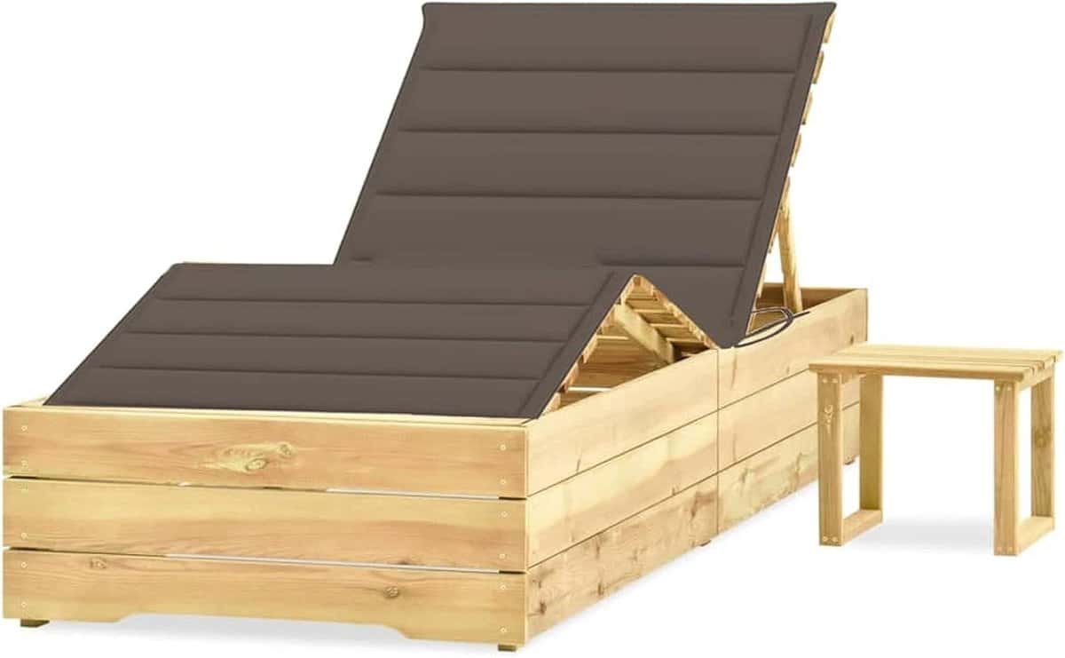 houten ligbed tuinstoel chaise ontspannen buiten verstelbare