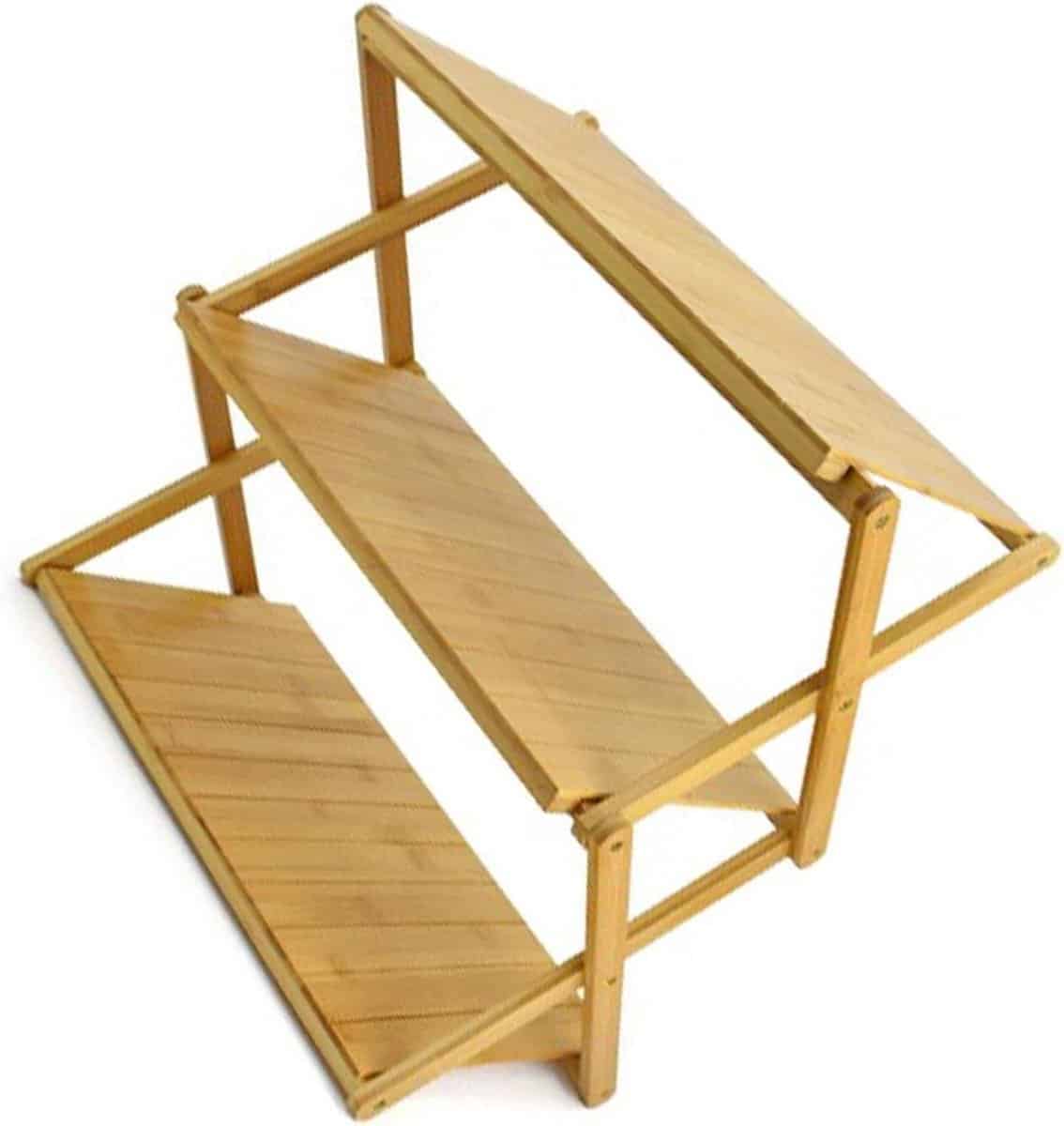 houten opbergrek klaptafel kampeeruitrusting ruim en draagbaar