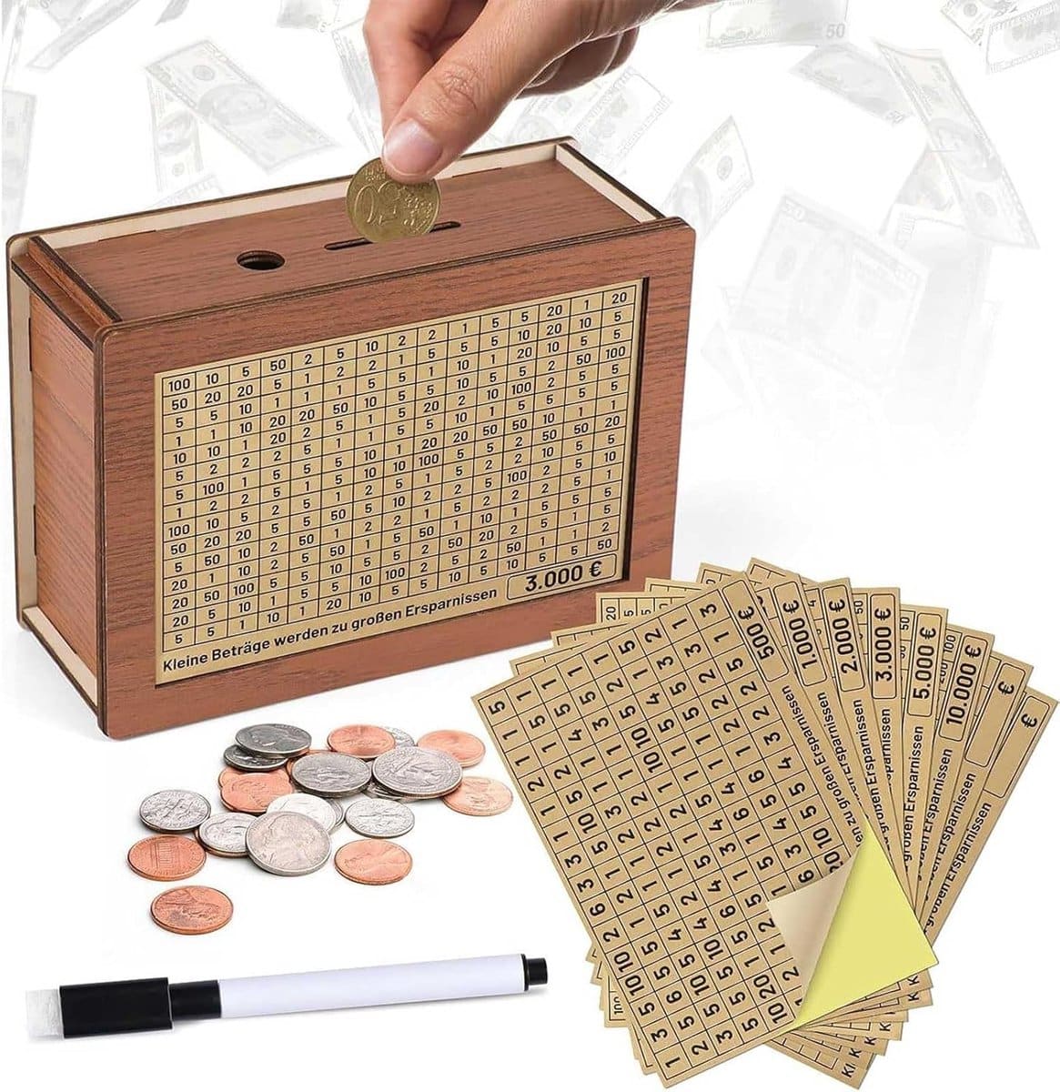 houten spaarbox retro spaarbox opbergbox spaarbox met cijfers