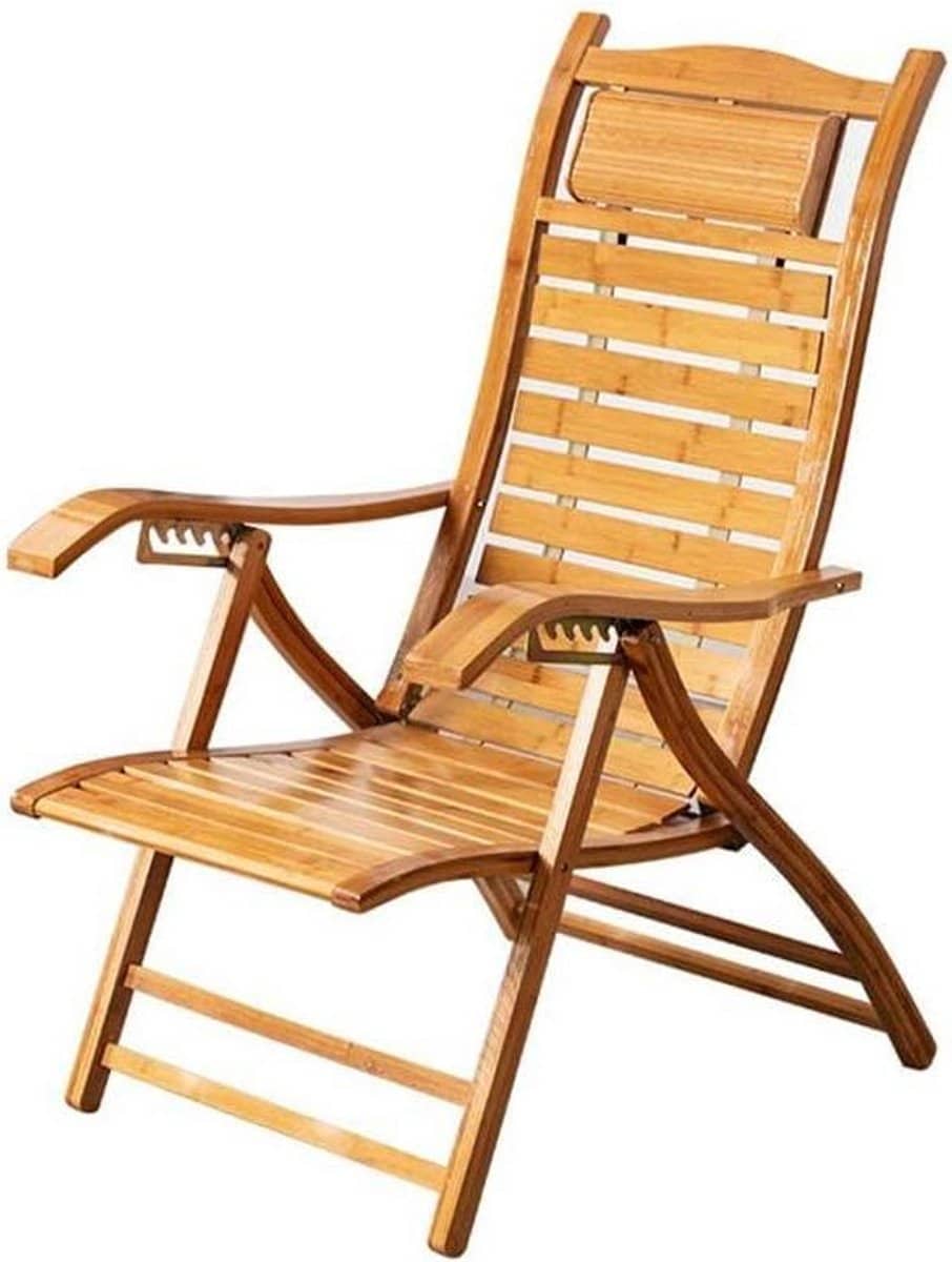 houten stoel bamboe lounger buiten ontspannen verstelbaar