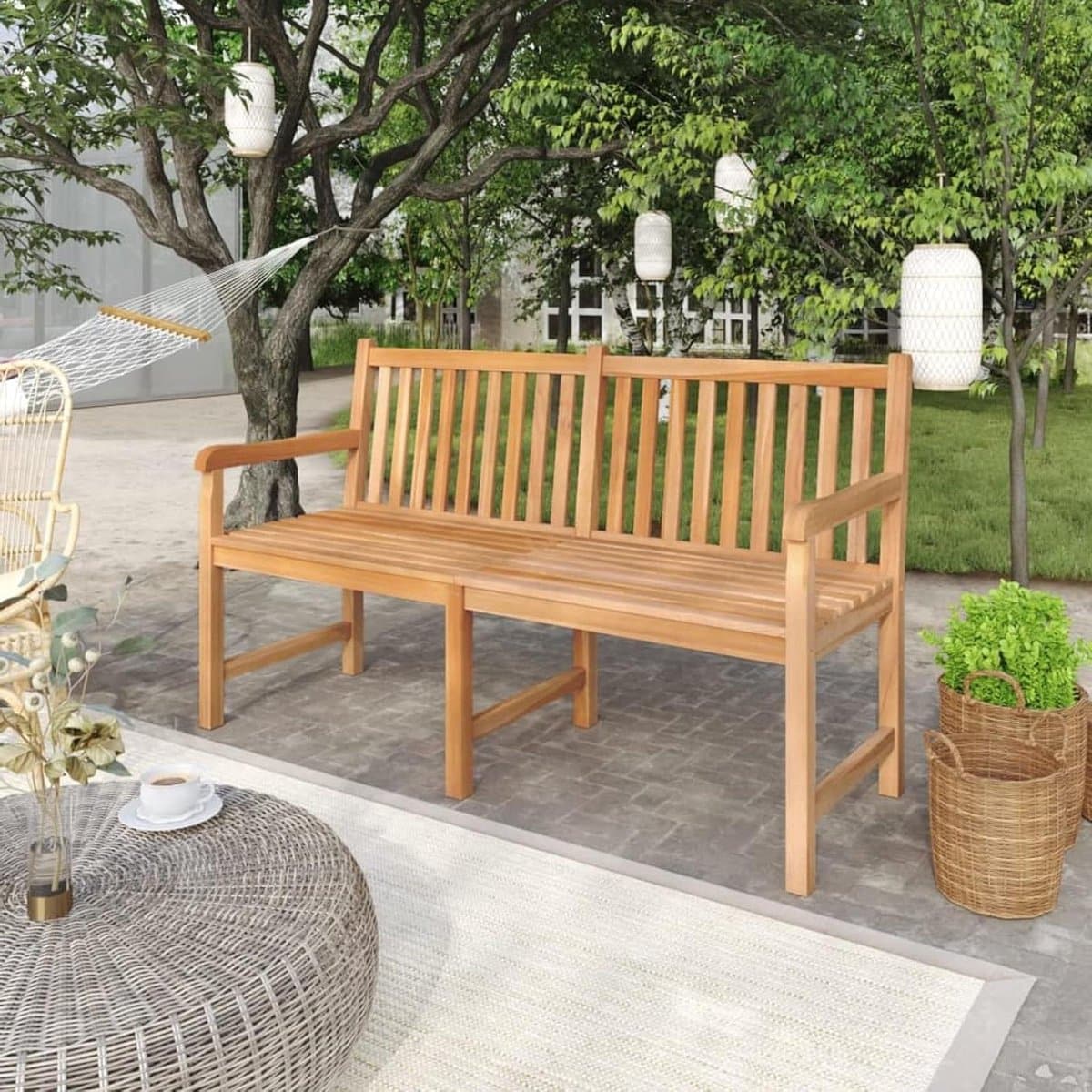 houten tuinbank buitenbank parkbank ontspannen buiten extra