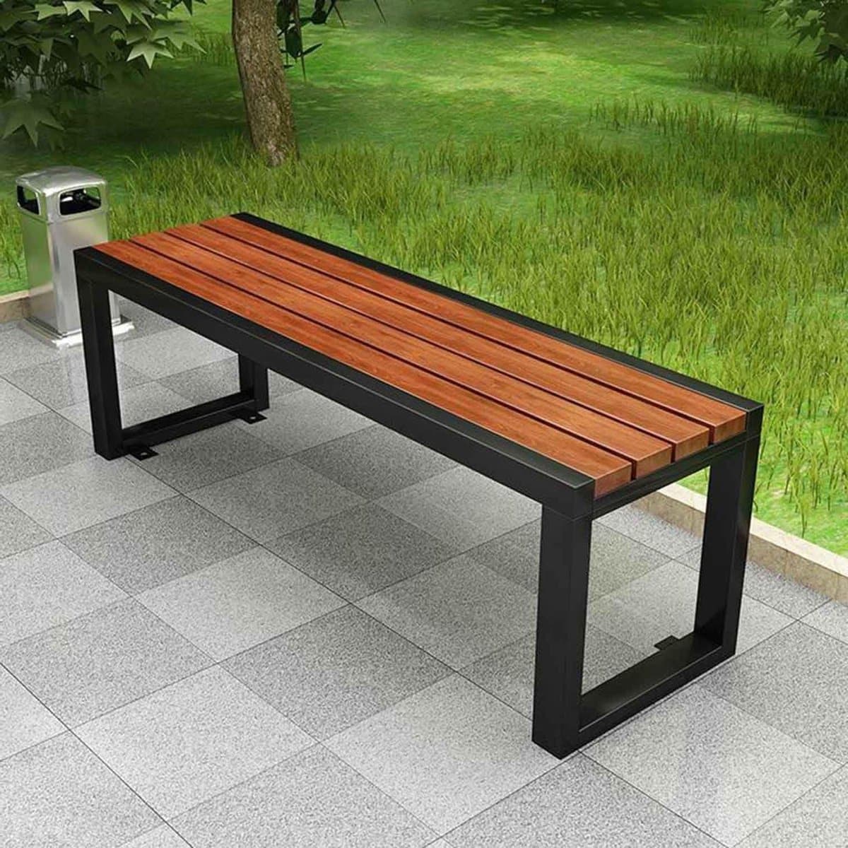 houten tuinbank parkbank buiten genieten in tuin