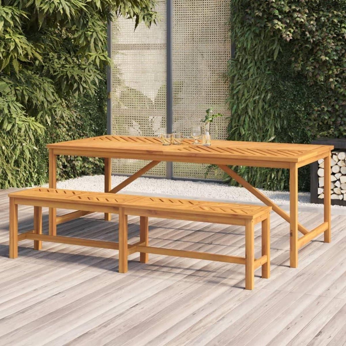 houten tuinbank zitbank parkbank buiten zitten visgraat