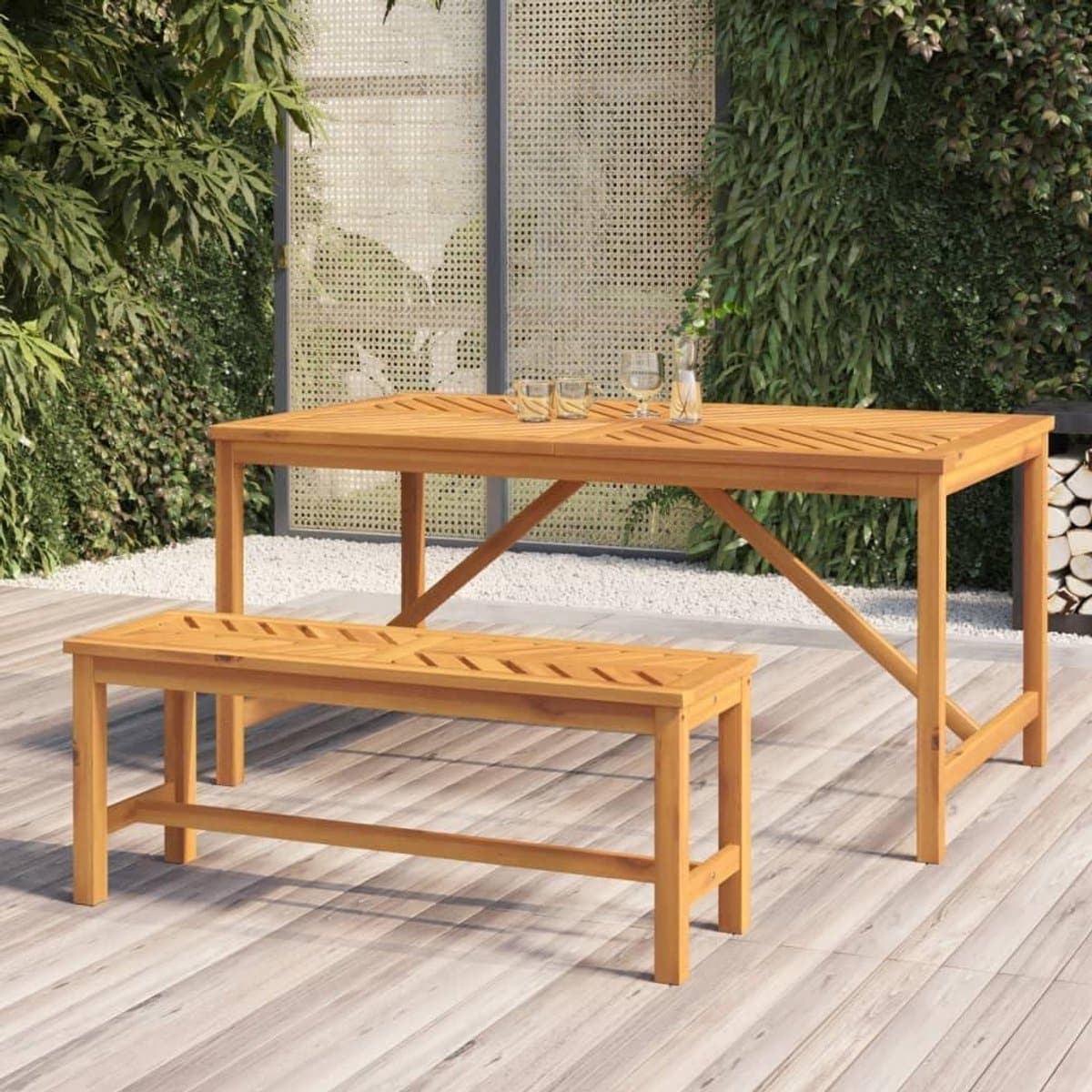 houten tuinbank zitbank parkbank buiten zitten visgraat