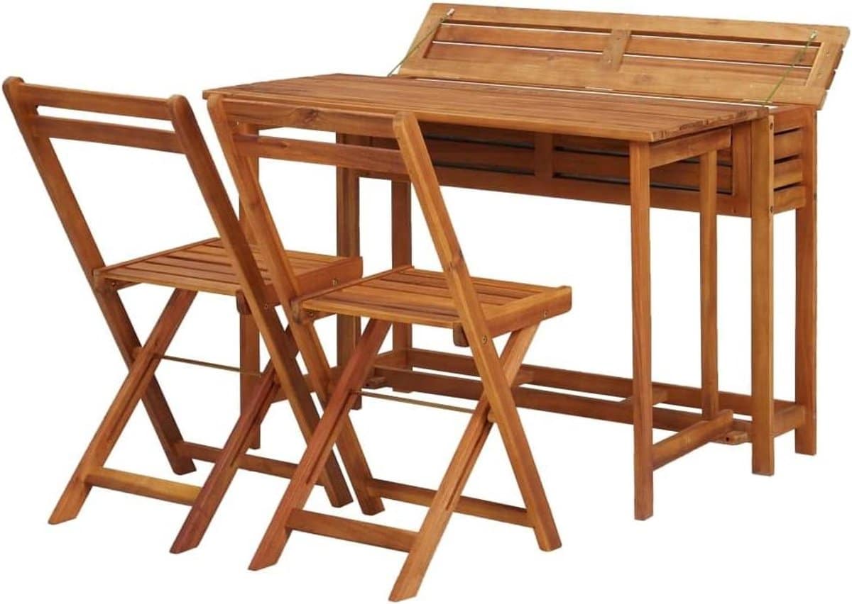 houten tuintafel plantentafel bistroset buiten genieten inklapbare