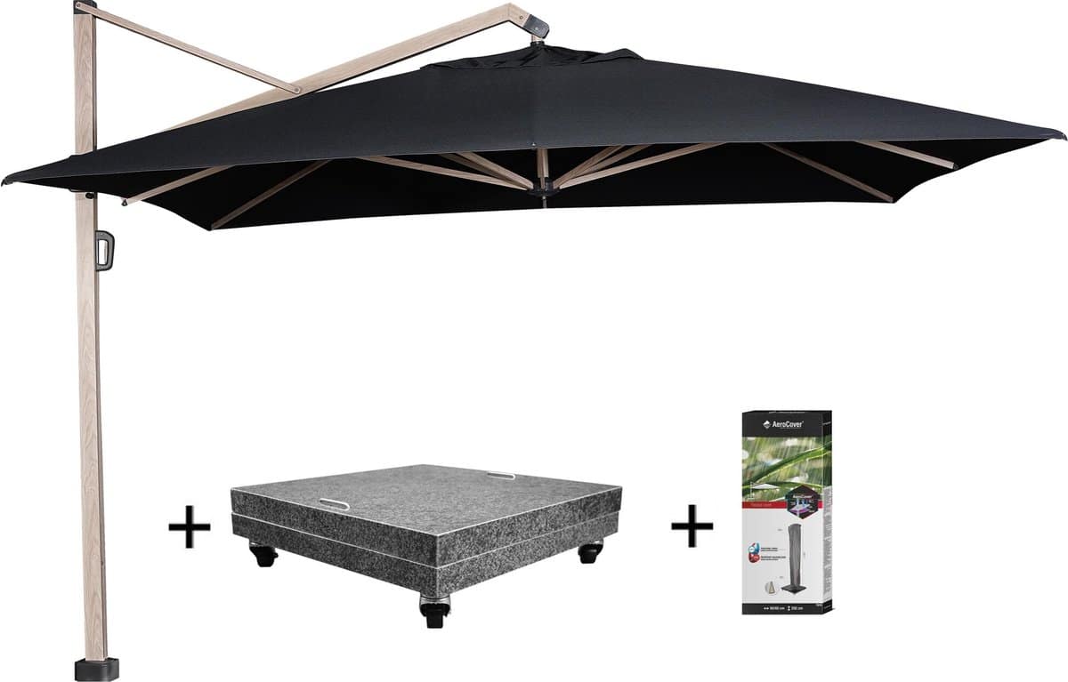 icon premium zweefparasol 400×300 cm oak mast faded black met