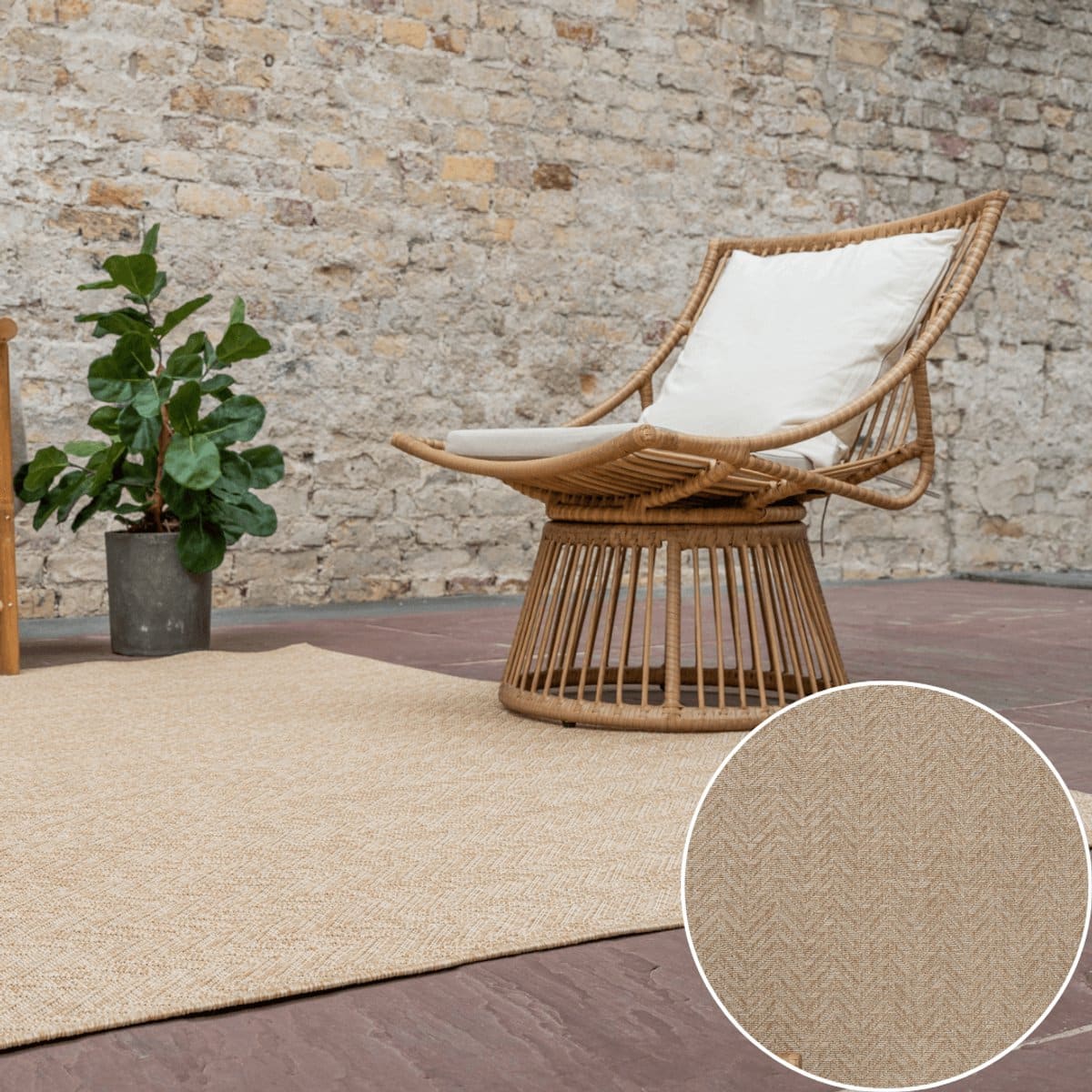 jute buitenkleed naturel visgraat 200 x 290 cm