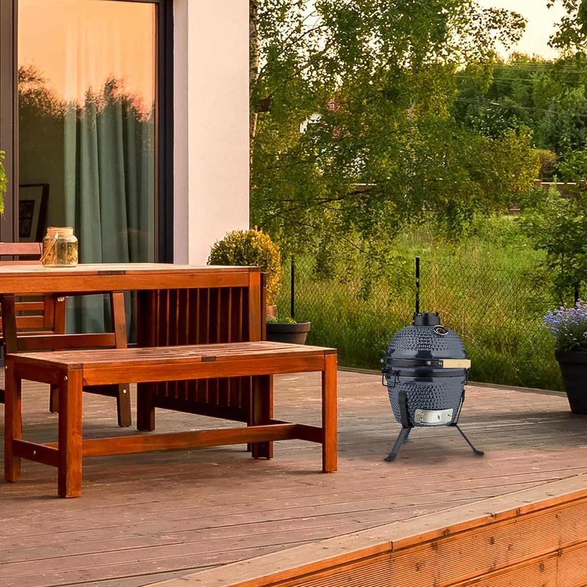 kamadochef minipro ceramic kamado houtskoolbarbecue Ø26 cm met deksel &