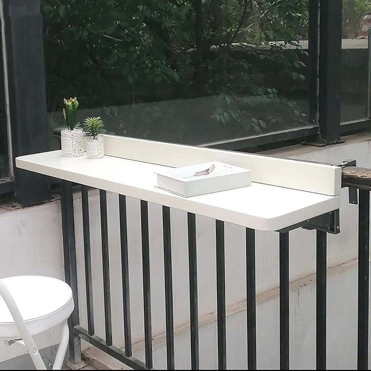 klaptafel balkon hangende buitentafel buitenwerkplek creëren verstelbaar