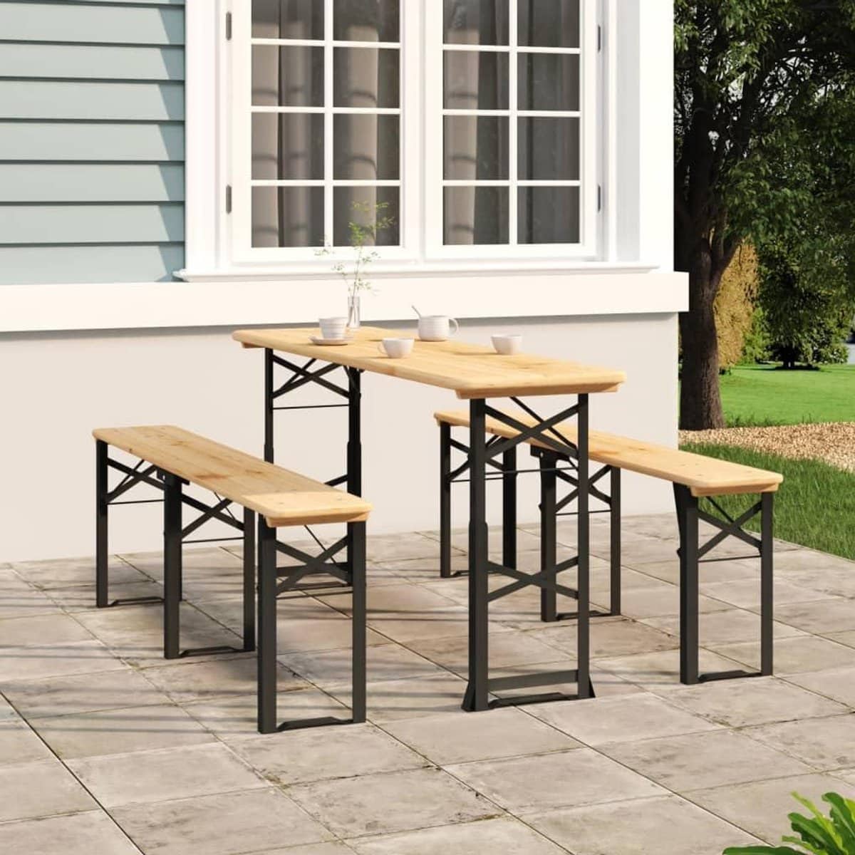 klaptafel dennenhout biertafel tuinfeest buiten eten in