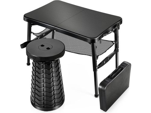 Klaptafel met kruk - Draagbare set - Kamperen en picknicken