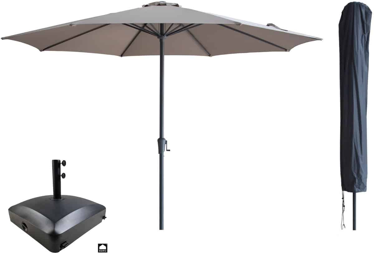 kopu® set madrid 350 cm grote parasol rond met beschermhoes