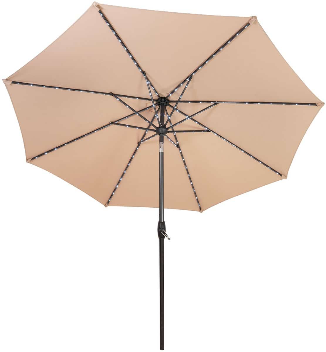 led kantelbare stokparasol 2.7 m beige verlichting