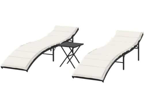 Ligbedden 2 st | Loungebed | Ligstoel met tafel poly