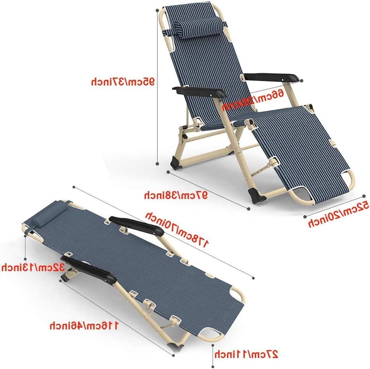 liggende tuinstoel opvouwbare lounge buiten ontspannen ergonomisch