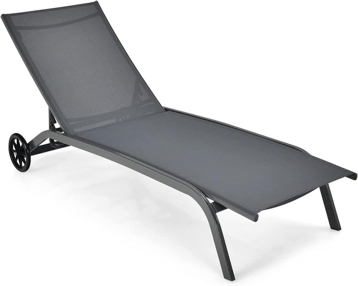 ligstoel met wielen verstelbare lounger ontspannen in de
