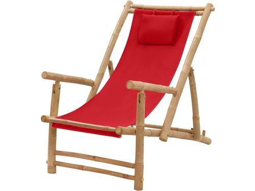 Loungebank Bamboe Canvas - Zonnebank Tuin - Ontspannen Buiten