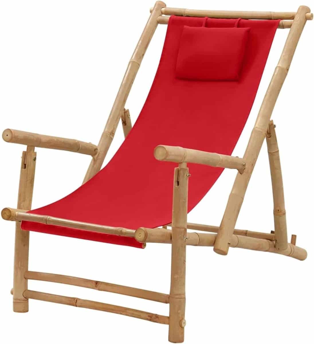loungebank bamboe canvas zonnebank tuin ontspannen buiten