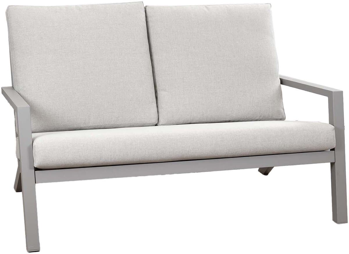 loungebank bezano | 2 persoons | taupe & champagne | aluminium
