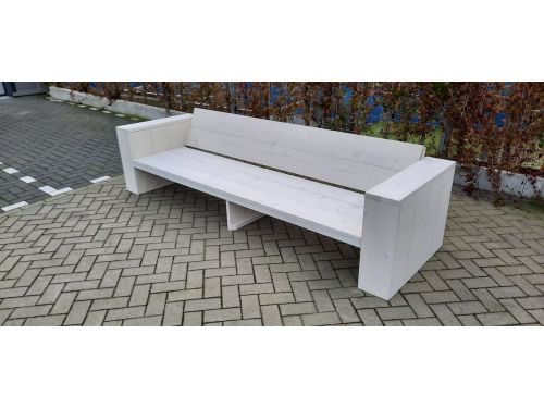 Loungebank "Garden" van White Wash steigerhout 240cm 4 persoons bank