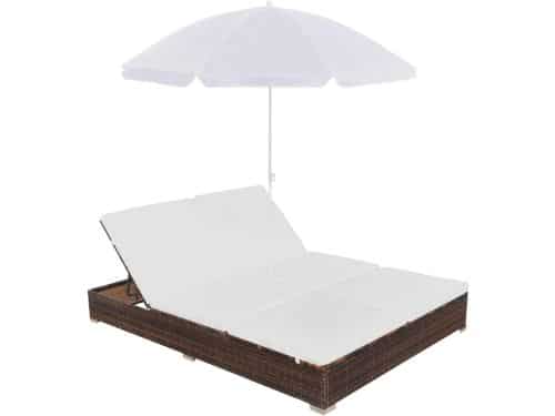 Loungebed met parasol - Dubbel ligbed Tuinstoel - Ontspannen in