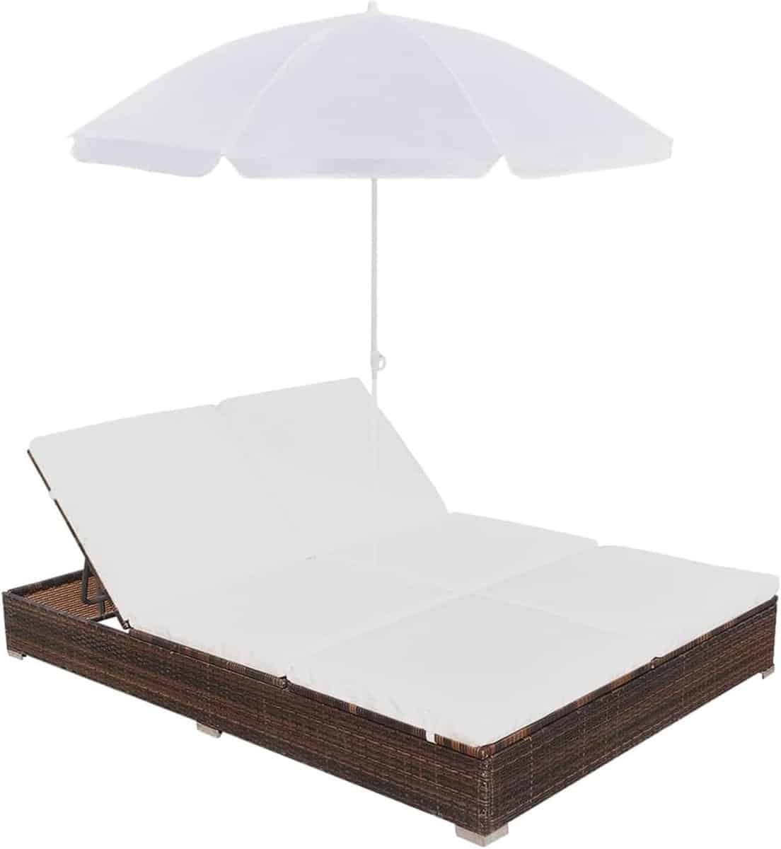 loungebed met parasol dubbel ligbed tuinstoel ontspannen in