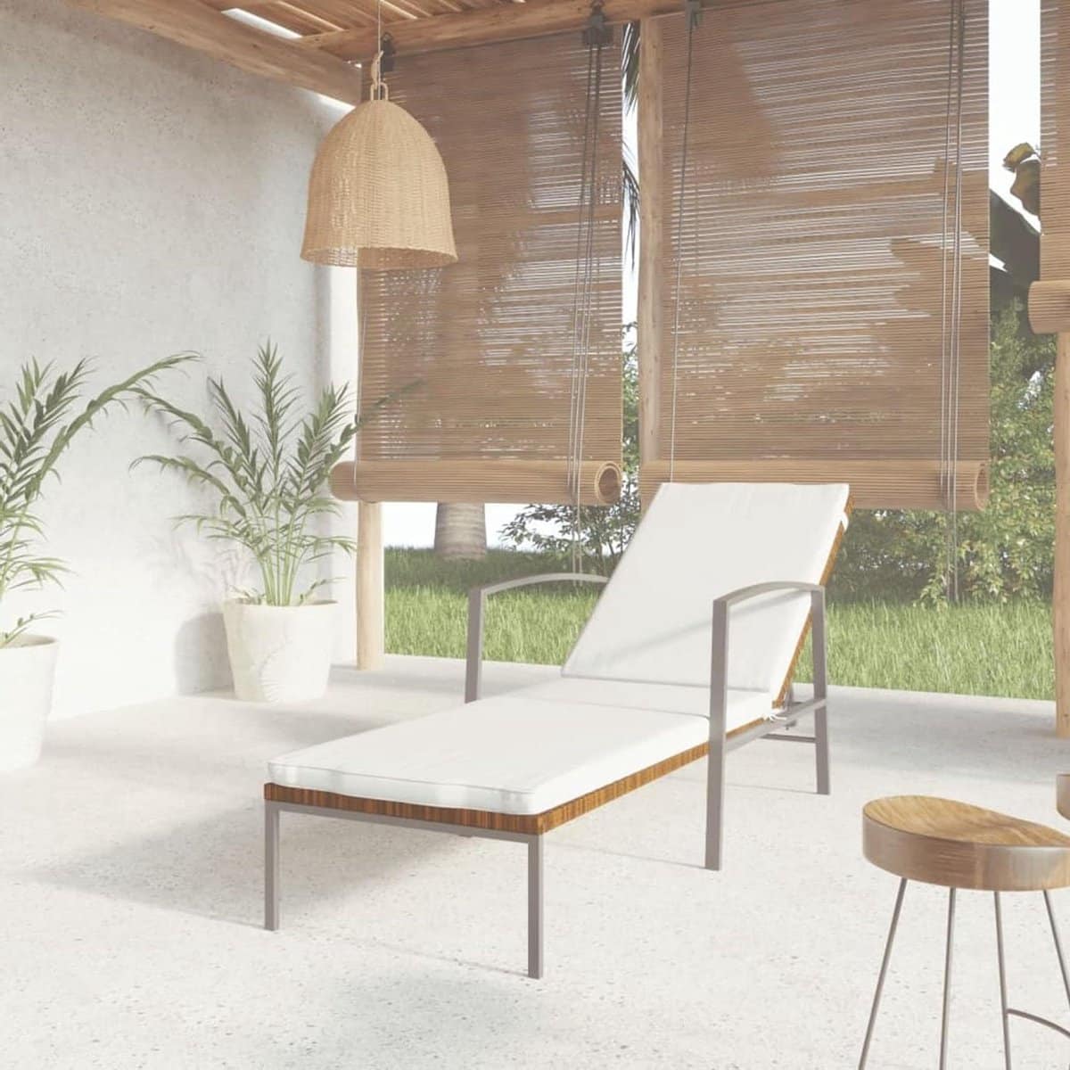 lounger met kussens ligstoel tuin ontspannen buiten