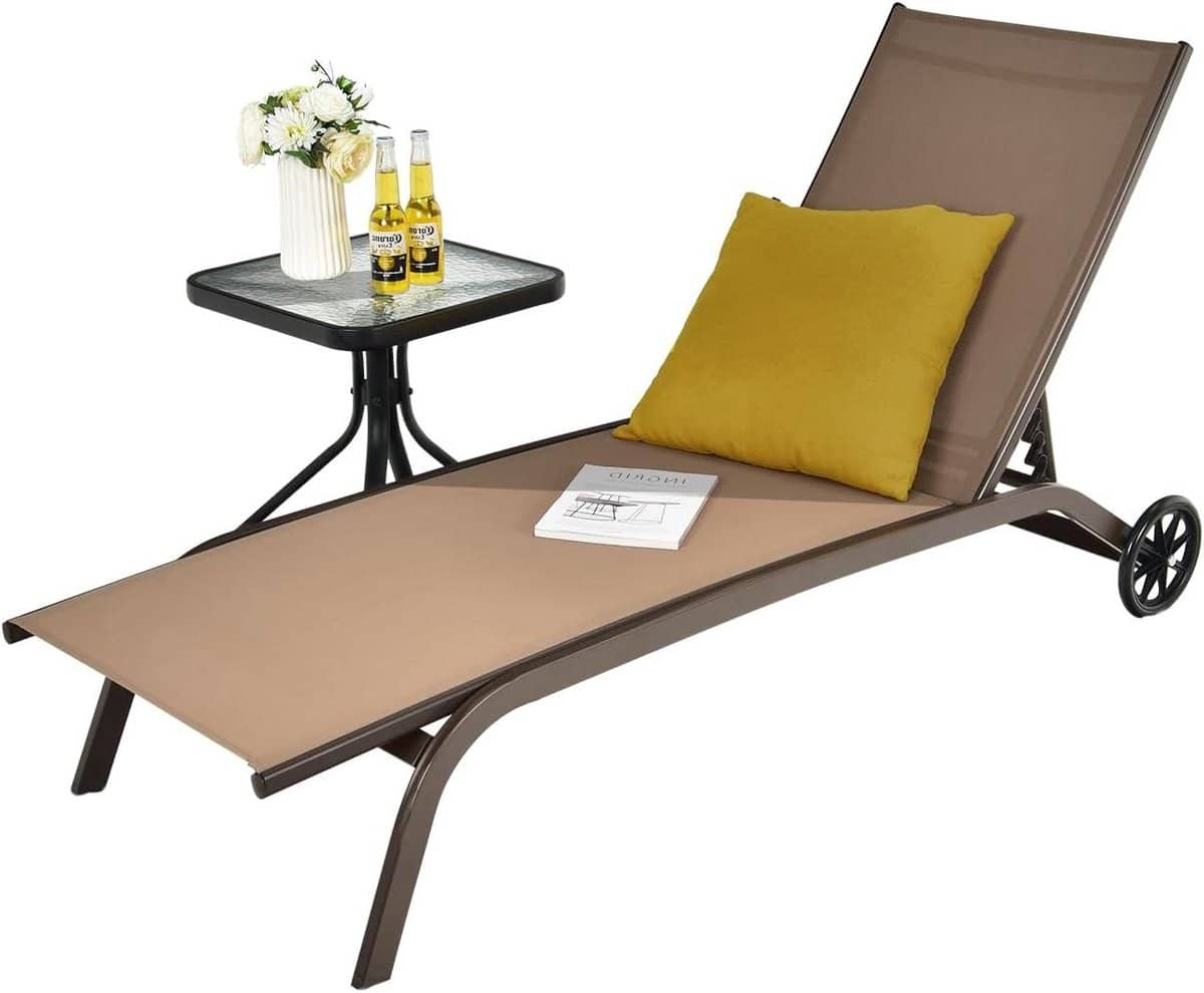 lounger met wielen strandstoel verstelbaar ontspannen buiten
