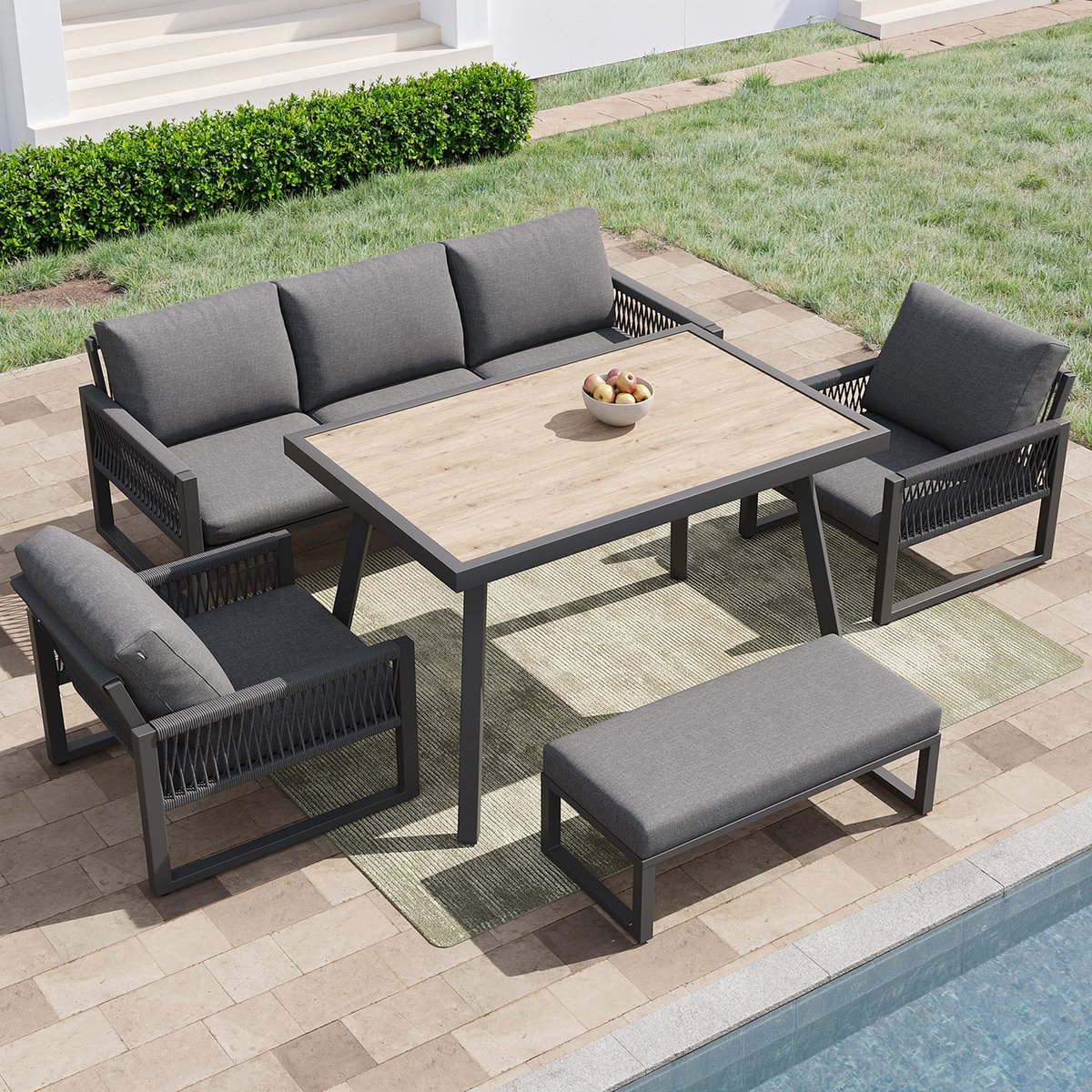loungeset tuin 6 7 personen met eettafel tuinmeubelset met 3