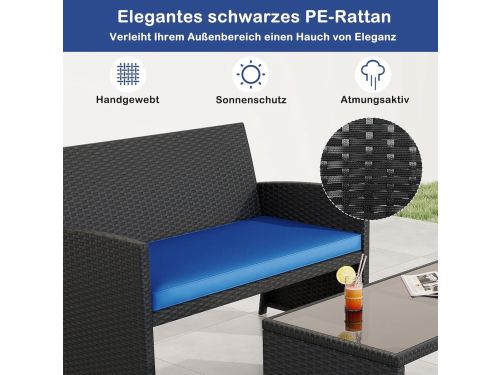 Loungeset tuin - Depauwonen Urban Comfort 4-delig polyrotan loungeset met
