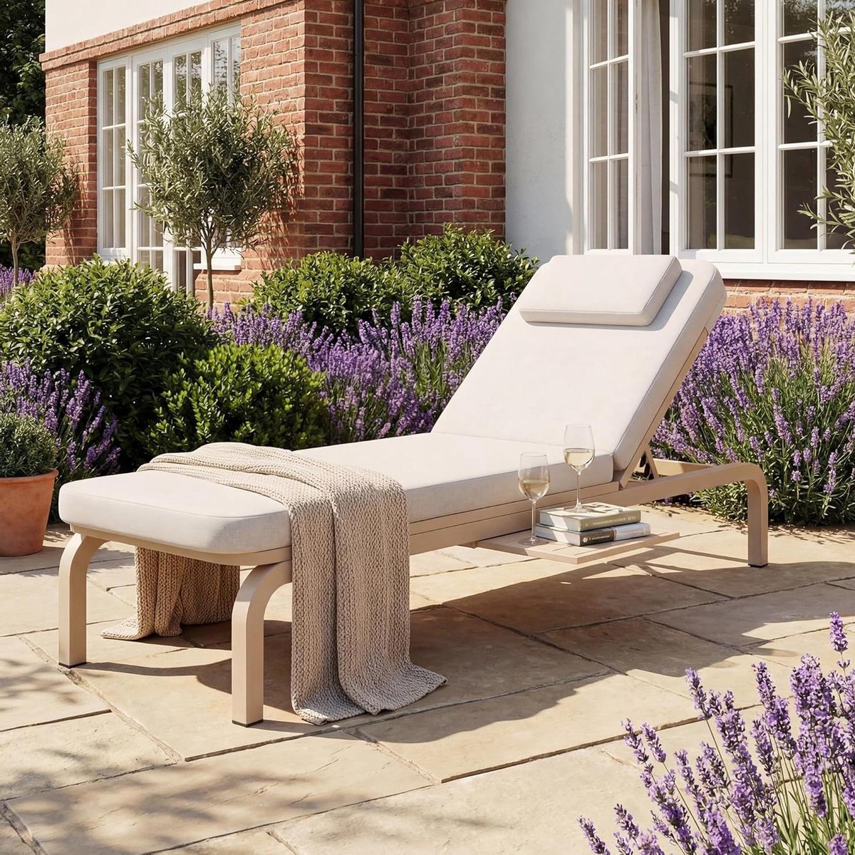 loungestoel tuin ligbed buiten ontspannen zonnen verstelbare