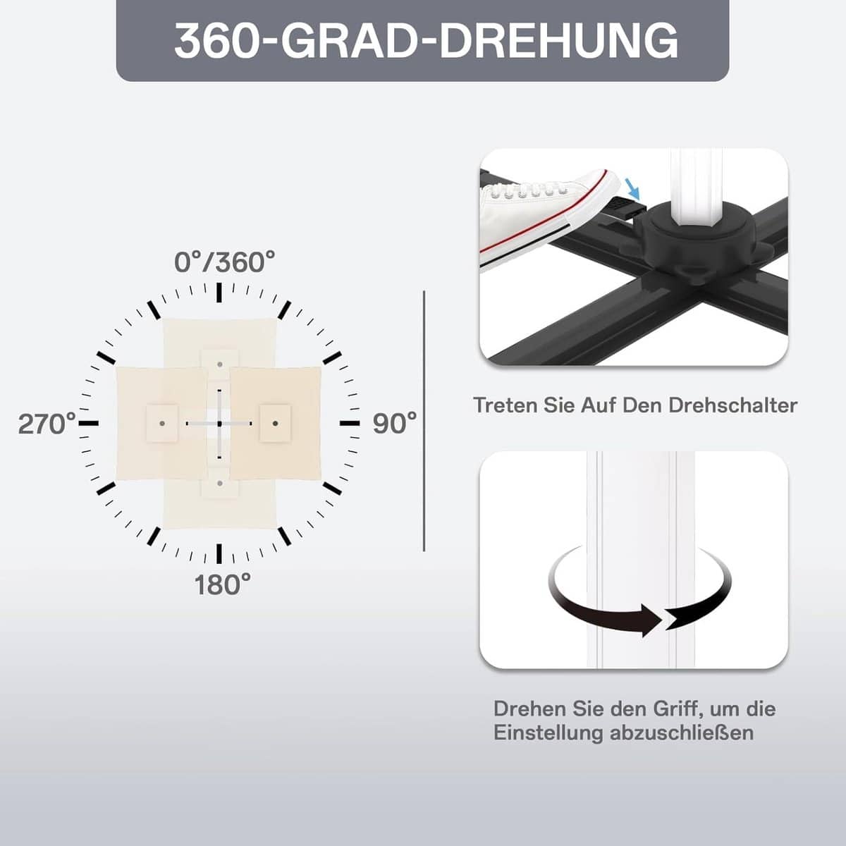 luxe 360° draaibare zweefparasol 300x400x260 cm aluminium grote balkon