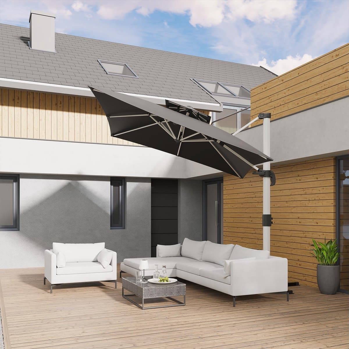 luxe xxl zweefparasol 300 x 400 cm met 360° rotatie