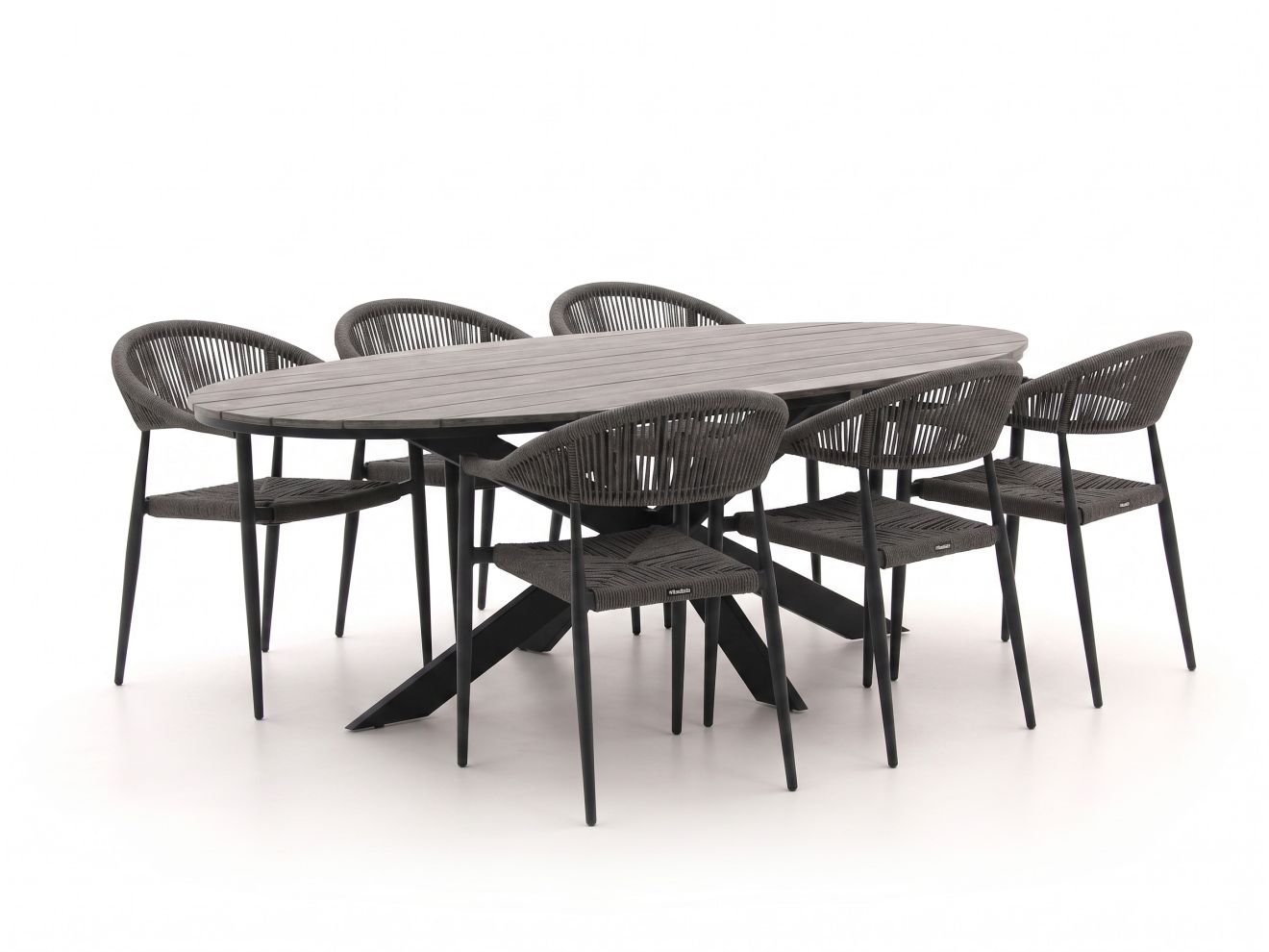 manifesto belpasso/fidenza ovaal 220cm dining tuinset 7 delig stapelbaar laagste prijsgarantie!