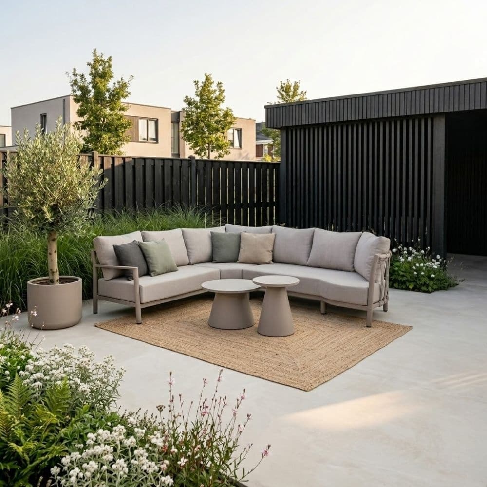 merida hoek loungeset | aluminium + touw | beige | 5 delig