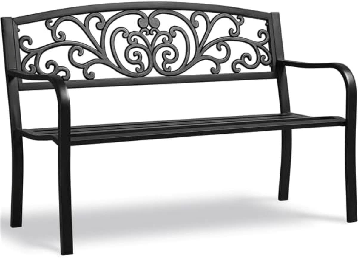 metalen tuinbank 3 zits weerbestendige buitenbank met rugleuning en
